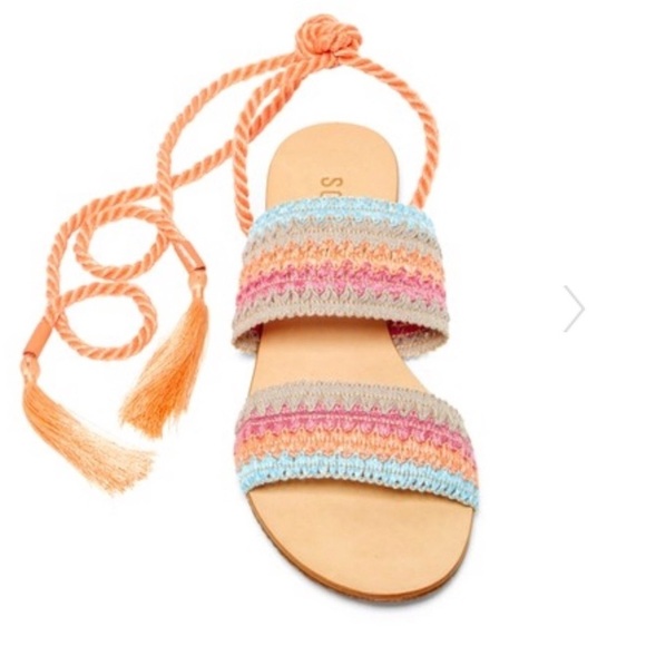 SCHUTZ Shoes - Schutz zandy multicolor woven wrap sandal size 8.5 NEW